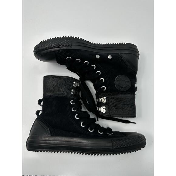 Converse Womens Chuck Taylor Elsie Rolldown Black Leather Boots Size 6 - Picture 6 of 8
